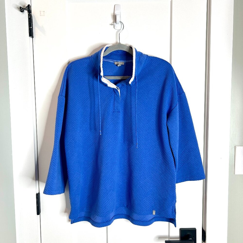 T By Talbots Mixed Quilt Button Neck Pullover Nau… - image 2